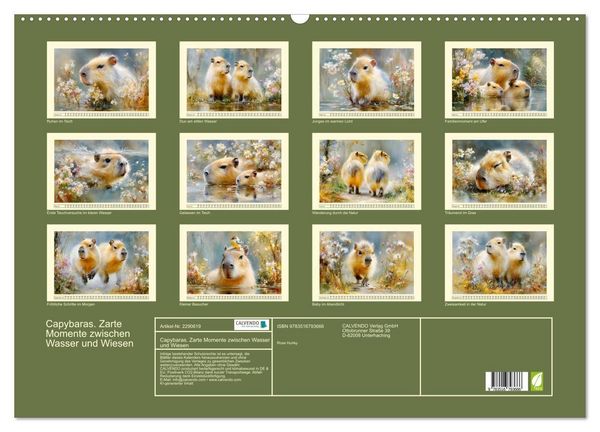 Produktbild: Capybaras. Zarte Momente zwischen Wasser und Wiesen (Wandkalender 2027 DIN A2 quer), CALVENDO Monatskalender