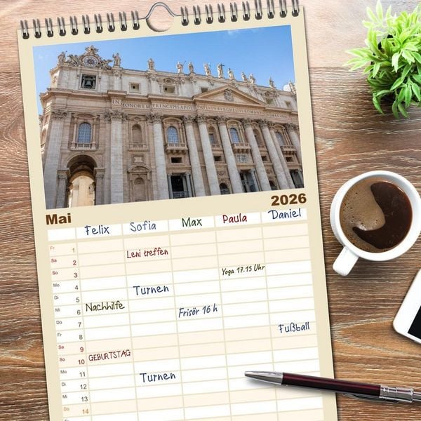 Produktbild: Familienplaner 2026 - Rom - Am Tag und in der Nacht mit 5 Spalten (Wandkalender, 21 x 45 cm) CALVENDO