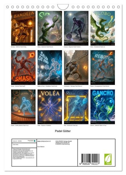 Produktbild: Padel G&ouml;tter (Wandkalender 2026 DIN A4 hoch), CALVENDO Monatskalender