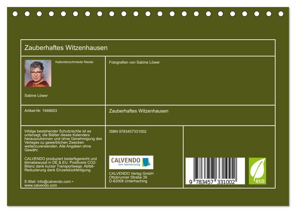 Produktbild: Zauberhaftes Witzenhausen (Tischkalender 2026 DIN A5 quer), CALVENDO Monatskalender
