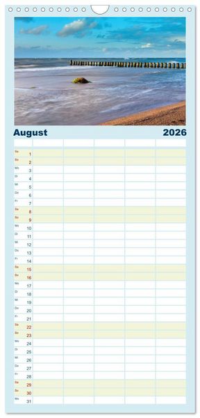 Produktbild: Familienplaner 2026 - Farben der Ostsee mit 5 Spalten (Wandkalender, 21 x 45 cm) CALVENDO