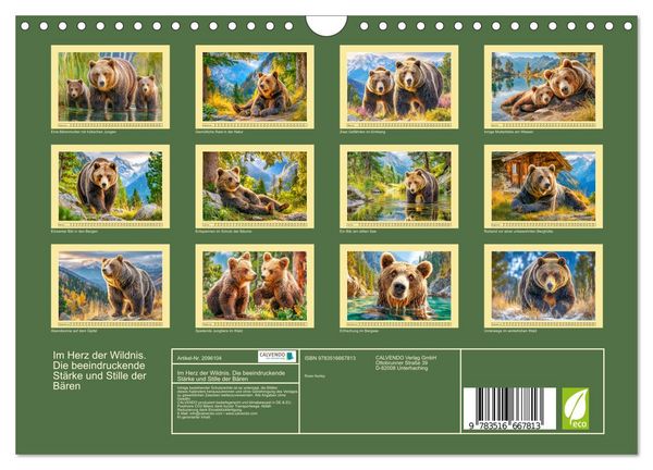 Produktbild: Im Herz der Wildnis. Die beeindruckende St&auml;rke und Stille der B&auml;ren (Wandkalender 2026 DIN A4 quer), CALVENDO Monatskalender