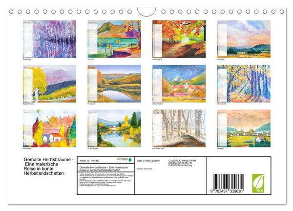 Produktbild: Gemalte Herbsttr&auml;ume - Eine malerische Reise in bunte Herbstlandschaften (Wandkalender 2026 DIN A4 quer), CALVENDO Monatskalender