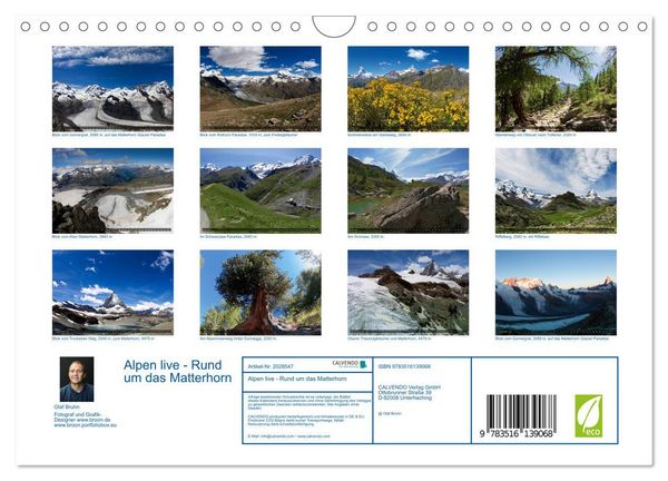 Produktbild: Alpen live - Rund um das Matterhorn (Wandkalender 2026 DIN A4 quer), CALVENDO Monatskalender