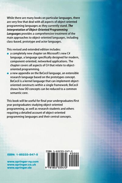 Produktbild: The Interpretation of Object-Oriented Programming Languages