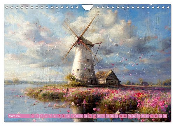 Produktbild: Windgefl&uuml;ster-M&uuml;hlenimpressionen (Wandkalender 2026 DIN A4 quer), CALVENDO Monatskalender