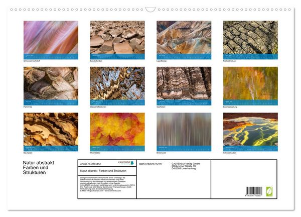 Produktbild: Natur abstrakt Farben und Strukturen (Wandkalender 2026 DIN A2 quer), CALVENDO Monatskalender