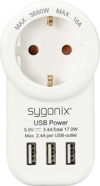 Produktbild: Sygonix SY-4755856 Zwischensteckdose mit USB Wei&szlig;