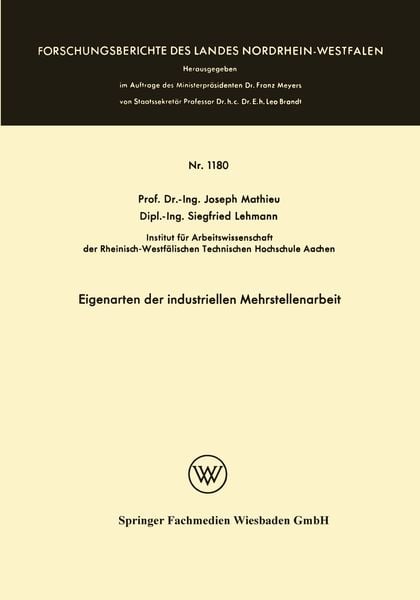 Produktbild: Eigenarten der industriellen Mehrstellenarbeit