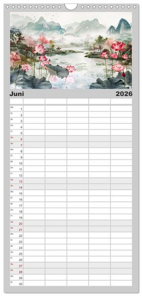 Produktbild: Familienplaner 2026 - Die Essenz von China - Chinesische Landschaften und Symbole in Harmonie mit 5 Spalten (Wandkalender, 21 x 45 cm) CALVENDO