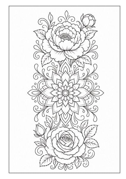 Produktbild: Mandala Blumen Malbuch f&uuml;r Erwachsene mit 100 floralen Ausmalmotiven