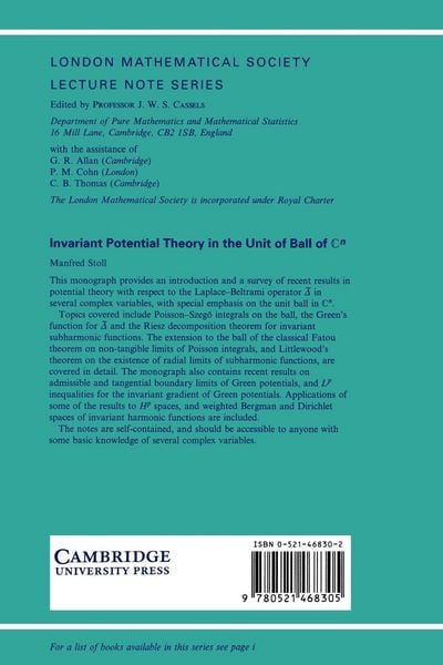 Produktbild: Invariant Potential Theory in the Unit Ball of Cn