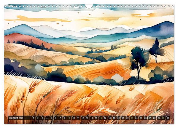 Produktbild: Die Natur in Aquarellbildern (Wandkalender 2026 DIN A3 quer), CALVENDO Monatskalender