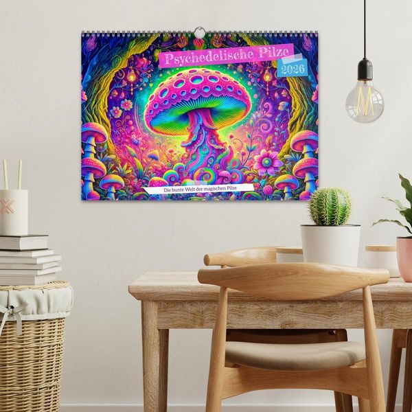 Produktbild: Psychedelische Pilze - Die bunte Welt der magischen Pilze (Wandkalender 2026 DIN A3 quer), CALVENDO Monatskalender