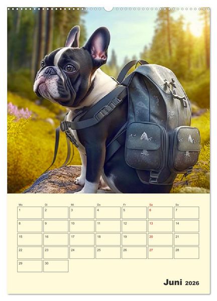 Produktbild: Lustige Flederm&auml;use. Franz&ouml;sische Bulldoggen bei der Freizeitgestaltung (Wandkalender 2026 DIN A2 hoch), CALVENDO Monatskalender