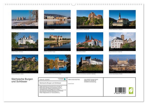 Produktbild: S&auml;chsische Burgen und Schl&ouml;sser (hochwertiger Premium Wandkalender 2026 DIN A2 quer), Kunstdruck in Hochglanz