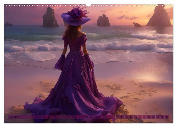Produktbild: Strandzauber- Frauen in eleganten Kleidern (Wandkalender 2026 DIN A2 quer), CALVENDO Monatskalender
