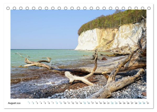 Produktbild: Kreidefelsen Insel R&uuml;gen - Sonne, Wind und Ostsee (Tischkalender 2026 DIN A5 quer), CALVENDO Monatskalender