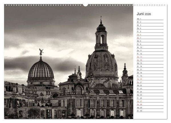 Produktbild: Dresden Schwarz-Wei&szlig; (hochwertiger Premium Wandkalender 2026 DIN A2 quer), Kunstdruck in Hochglanz