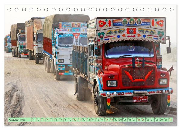 Produktbild: Indien Farbenfrohe LKW (Tischkalender 2026 DIN A5 quer), CALVENDO Monatskalender