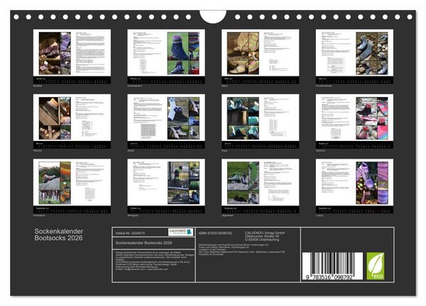 Produktbild: Sockenkalender Bootsocks 2026 (Wandkalender 2026 DIN A4 quer), CALVENDO Monatskalender