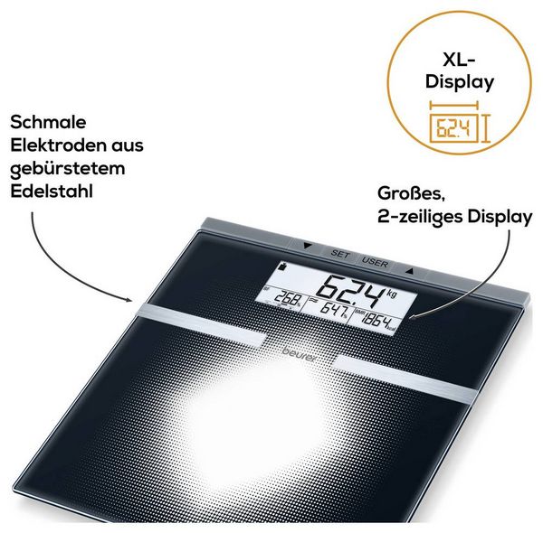 Produktbild: Beurer BG 21 K&ouml;rperanalysewaage 76430 digital W&auml;gebereich (max.)=180kg Silber
