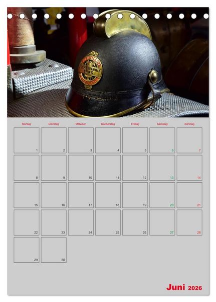Produktbild: Alte Feuerwehrhelme - Terminplaner (Tischkalender 2026 DIN A5 hoch), CALVENDO Monatskalender