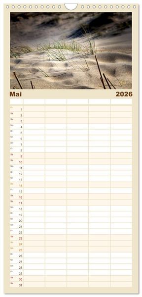 Produktbild: Familienplaner 2026 - Nordsee-D&uuml;nen mit 5 Spalten (Wandkalender, 21 x 45 cm) CALVENDO