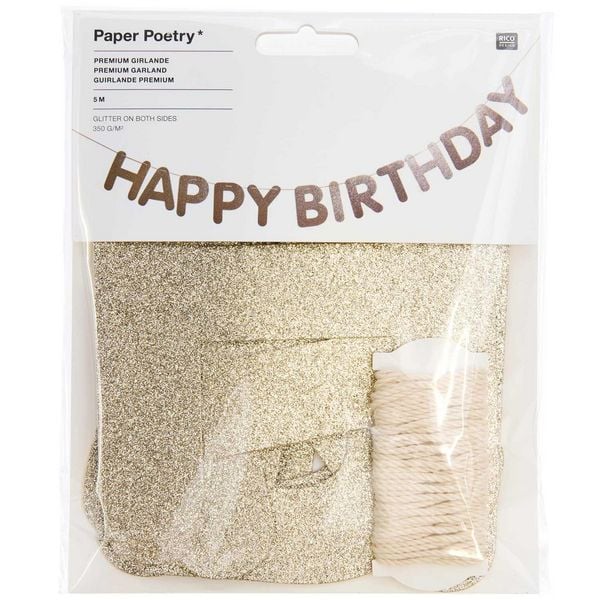 Produktbild: Girlande Happy Birthday, Glitter, Gold MIX, 5m