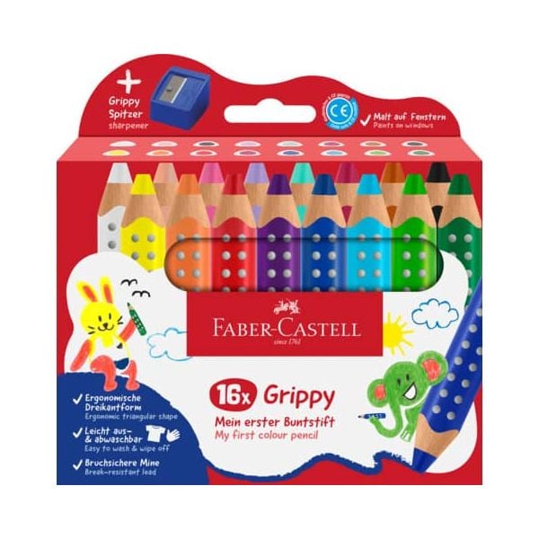 Faber-Castell Buntstifte Grippy 16er Set mit Spitzer