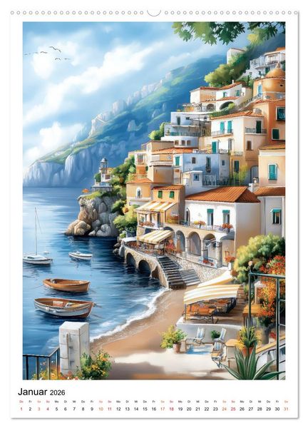 Produktbild: Dolce Vita an der K&uuml;ste von Amalfi (hochwertiger Premium Wandkalender 2026 DIN A2 hoch), Kunstdruck in Hochglanz