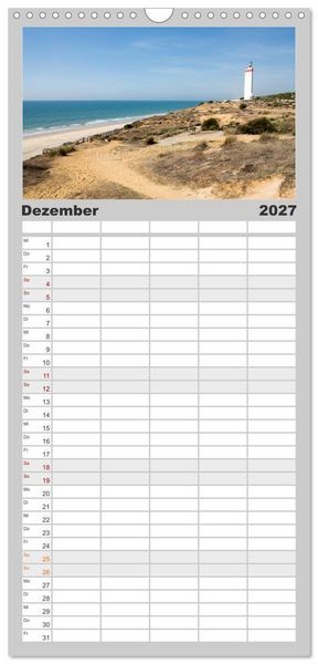 Produktbild: Familienplaner 2027 - Momente einer Reise - Costa de la Luz mit 5 Spalten (Wandkalender, 21 x 45 cm) CALVENDO