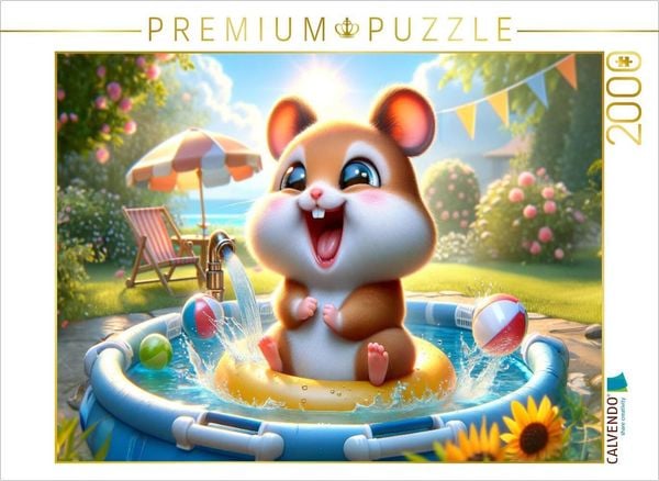 Produktbild: CALVENDO Puzzle Sommertage und Planschvergn&uuml;gen: Ein Hamster entdeckt das Wasser | 2000 Teile Lege-Gr&ouml;&szlig;e 90x67cm Foto-Puzzle f&uuml;r gl&uuml;ckliche Stunden