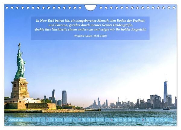 Produktbild: New York Ansichten - Literaturkalender (Wandkalender 2026 DIN A4 quer), CALVENDO Monatskalender