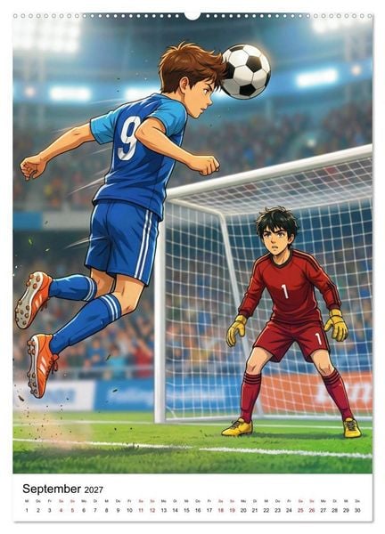 Produktbild: Level Up &ndash; Fu&szlig;ballhelden (hochwertiger Premium Wandkalender 2027 DIN A2 hoch), Kunstdruck in Hochglanz