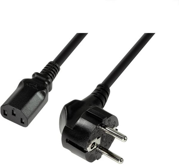 LogiLink Strom Anschlusskabel [1x Schutzkontakt-Winkelstecker - 1x Kaltgeräte-Stecker C13] 3.00 m Schwarz