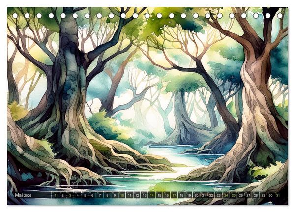 Produktbild: Die Natur in Aquarellbildern (Tischkalender 2026 DIN A5 quer), CALVENDO Monatskalender