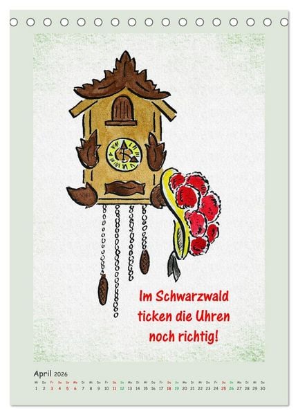 Produktbild: Bollenhut Cartoons (Tischkalender 2026 DIN A5 hoch), CALVENDO Monatskalender