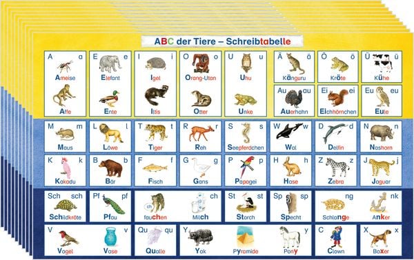 Produktbild: ABC der Tiere 1 &ndash; Silbenfibel&reg; &ndash; Kartonbeilage "Schreibtabelle", VPE 10