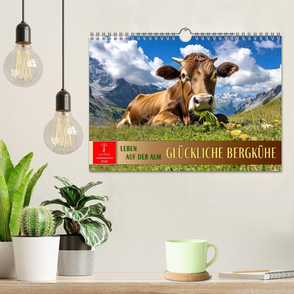 Produktbild: Gl&uuml;ckliche Bergk&uuml;he - Leben auf der Alm (Wandkalender 2026 DIN A4 quer), CALVENDO Monatskalender