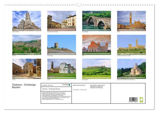 Produktbild: Toskana - Gro&szlig;arige Bauten (Wandkalender 2026 DIN A2 quer), CALVENDO Monatskalender