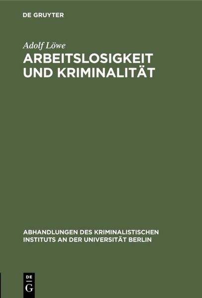 Produktbild: Arbeitslosigkeit und Kriminalit&auml;t