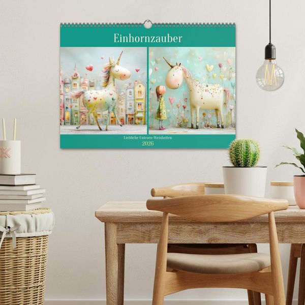 Produktbild: Einhornzauber. Liebliche Unicorn-Weisheiten (Wandkalender 2026 DIN A3 quer), CALVENDO Monatskalender