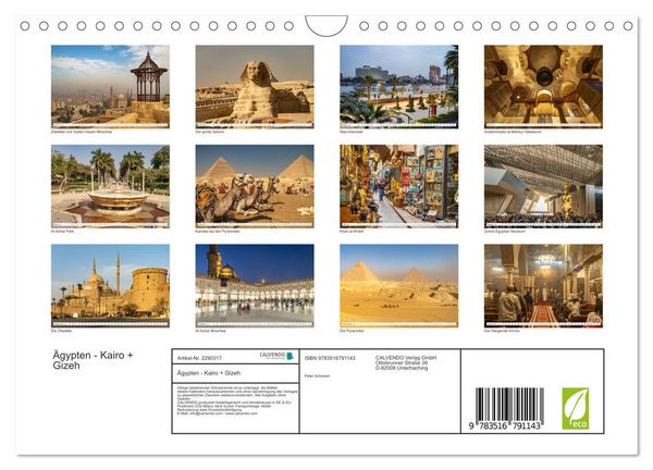 Produktbild: &Auml;gypten - Kairo + Gizeh (Wandkalender 2027 DIN A4 quer), CALVENDO Monatskalender
