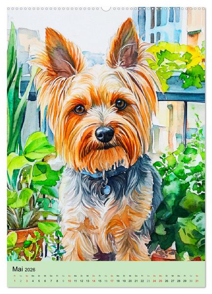 Produktbild: Bezaubernde Hunde. Unsere Freunde im lieblichen Aquarell-Stil (Wandkalender 2026 DIN A2 hoch), CALVENDO Monatskalender