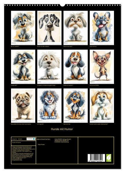 Produktbild: Hunde mit Humor (hochwertiger Premium Wandkalender 2026 DIN A2 hoch), Kunstdruck in Hochglanz