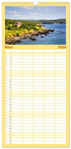 Produktbild: Familienplaner 2026 - Neufundland - wilde Sch&ouml;nheit im Atlantik mit 5 Spalten (Wandkalender, 21 x 45 cm) CALVENDO