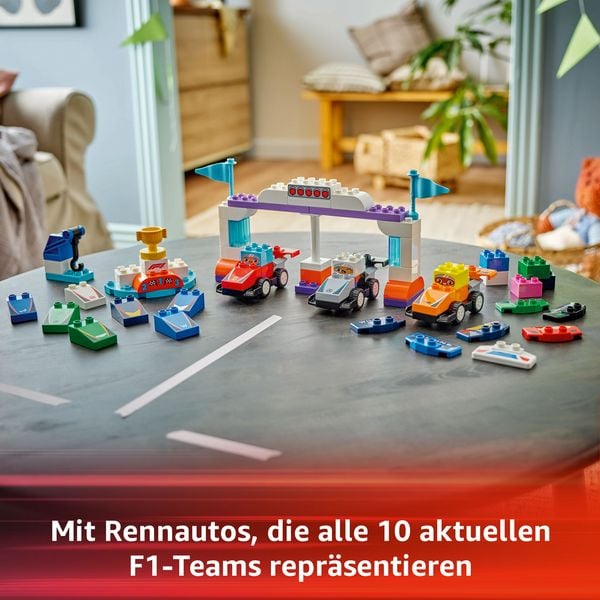 Produktbild: LEGO DUPLO Town F1 Team Rennautos mit Rennfahrern, Lernspielzeug 10445