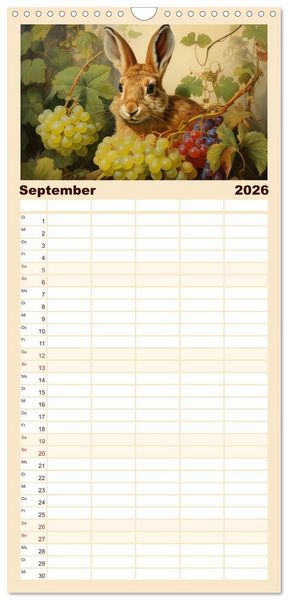 Produktbild: Familienplaner 2026 - Hasenliebe mit 5 Spalten (Wandkalender, 21 x 45 cm) CALVENDO