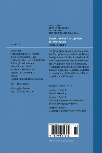 Produktbild: Geschichte der Grenzgebiete der Orthop&auml;die